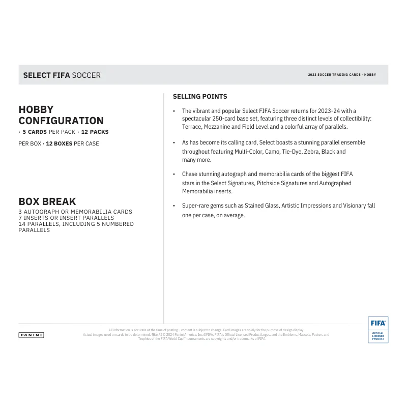 2023/24 Panini Select FIFA Soccer Hobby Box