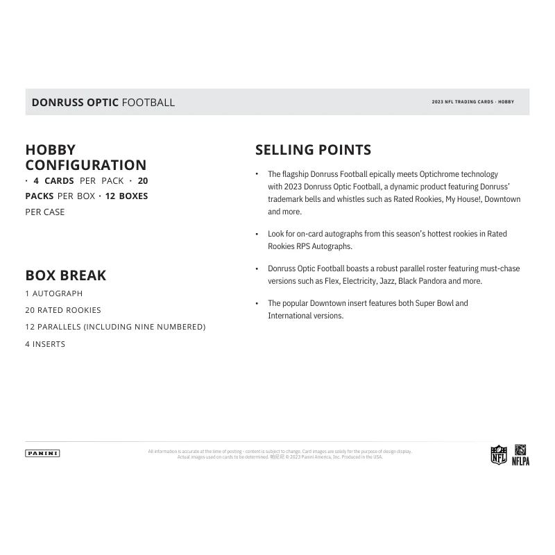 2023 Panini Donruss Optic Football Hobby 12 Box Case