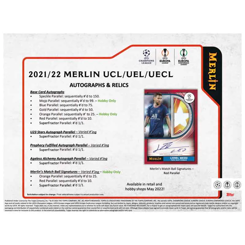 2021/22 Topps UEFA Champions League Merlin Chrome Soccer Hobby Box