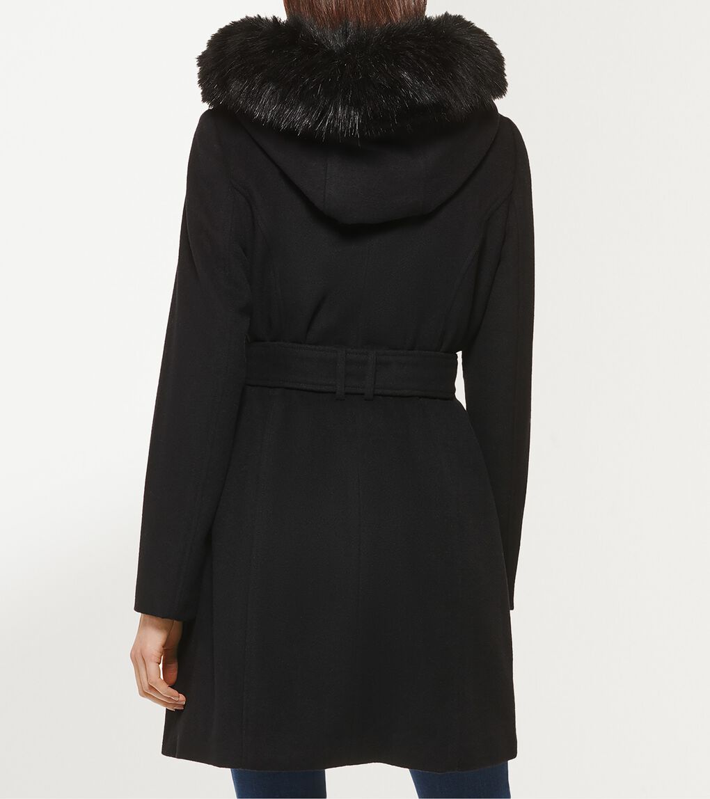 Women's 36" Slick Wool Hooded Coat