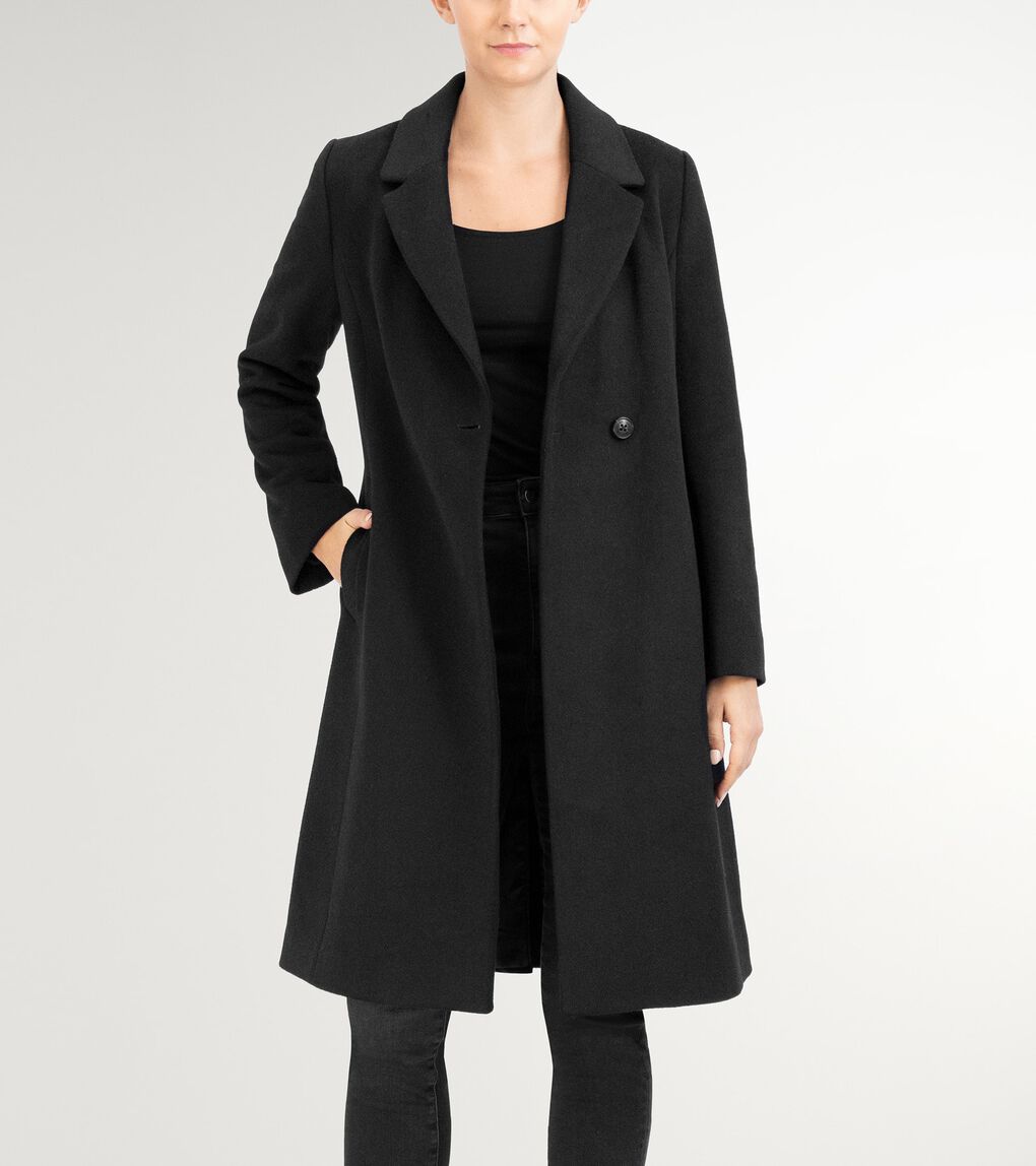 Women's Slick Wool Asymmetric Coat