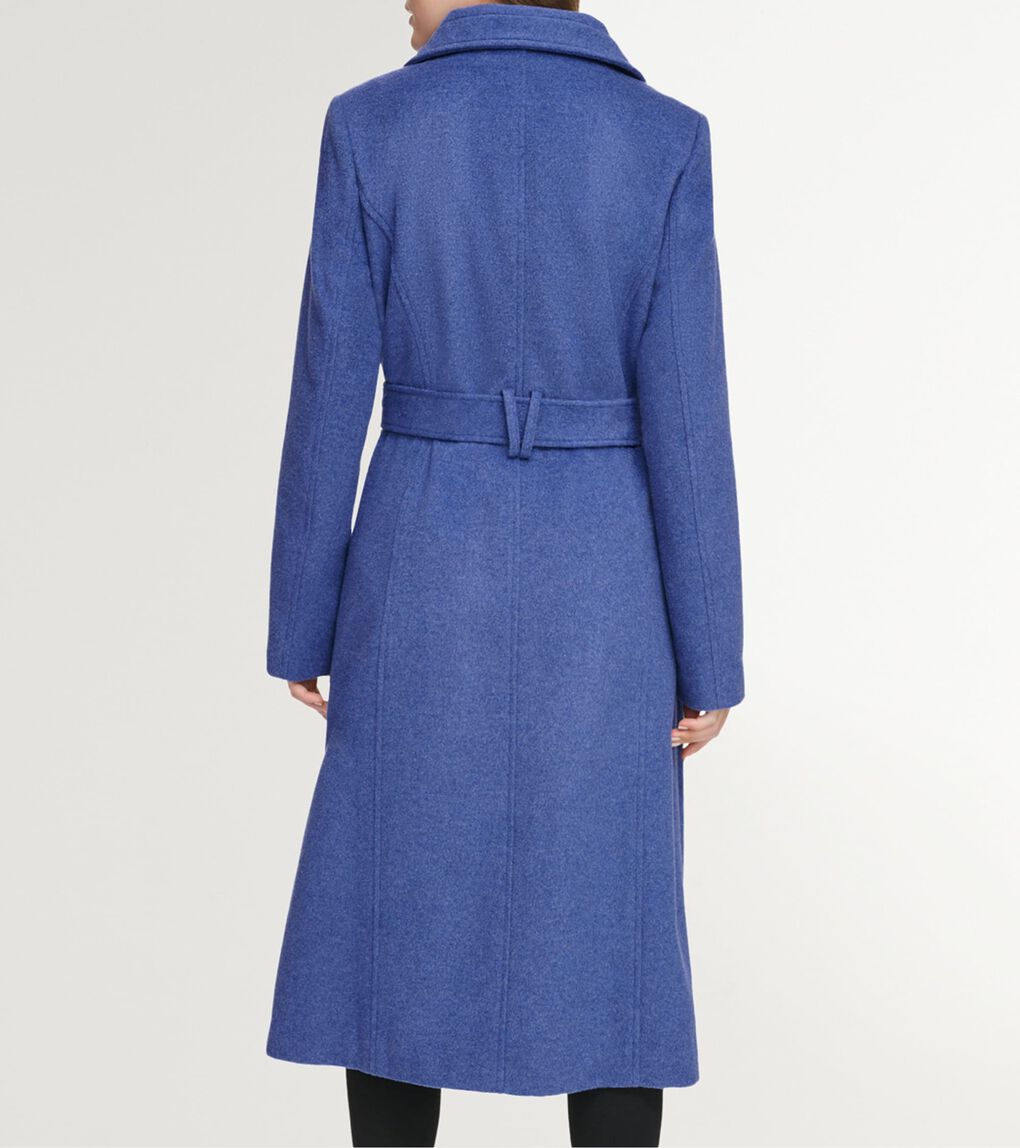 Women's 45" Slick Wool Long Zip Up Coat