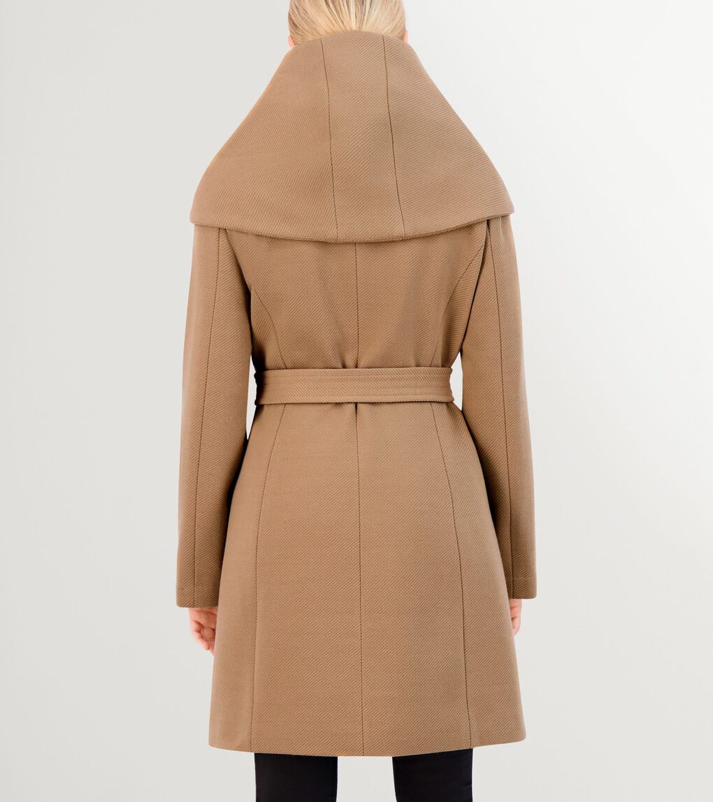 Women's Belted Asymmetrical Zip Front Twill Coat