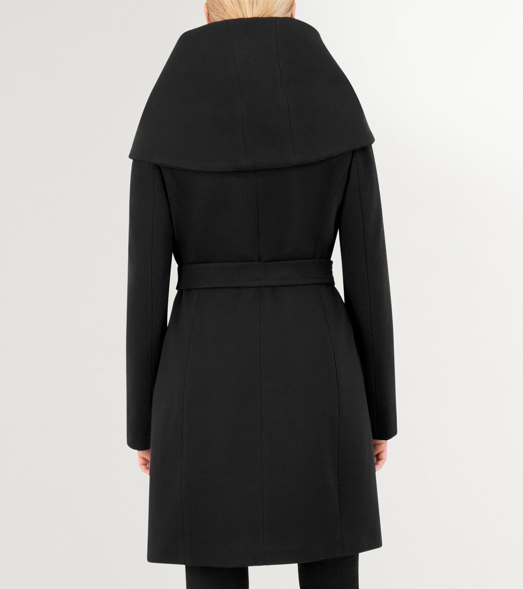 Women's Belted Aysmmetrical Zip Front Twill Coat