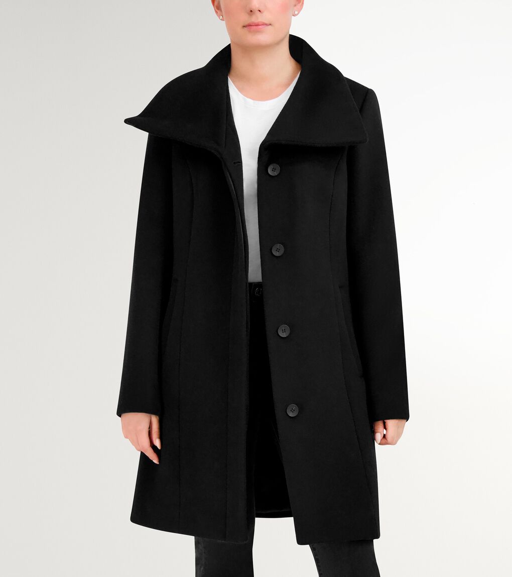 Women's Convertible Collar Button-Up Coat
