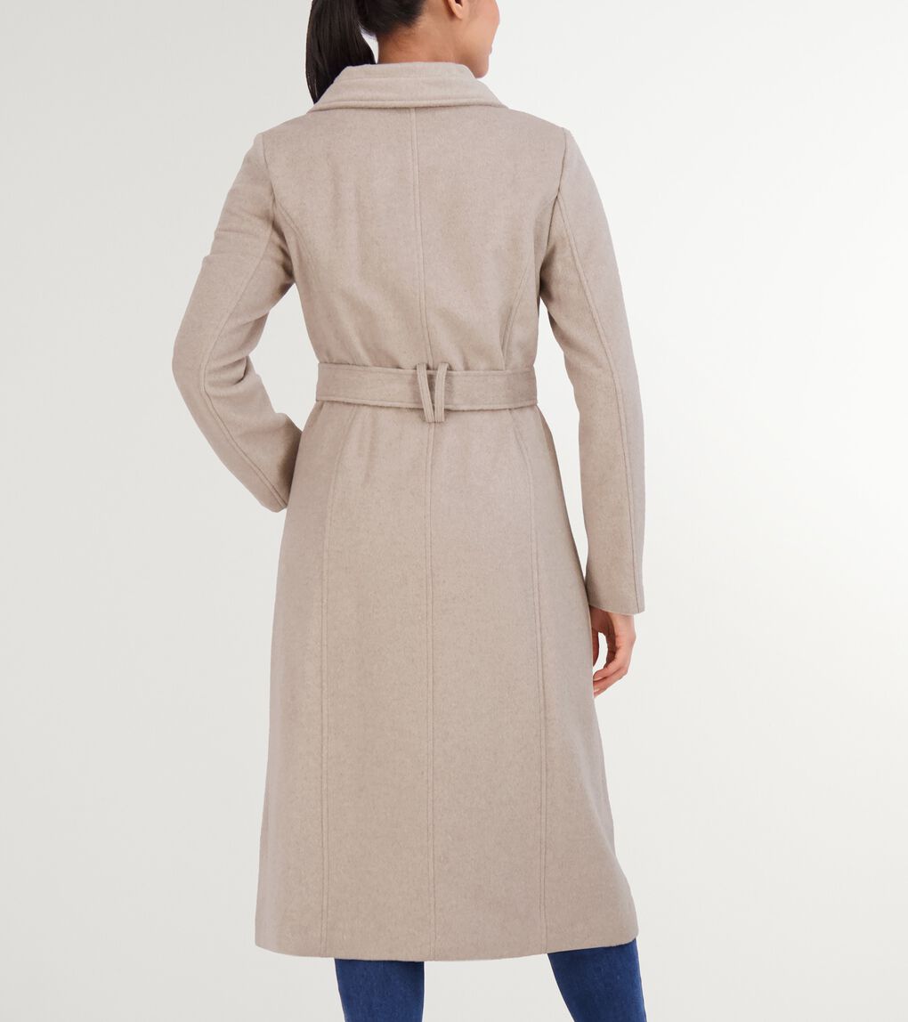 Women's 45" Slick Wool Long Zip Up Coat