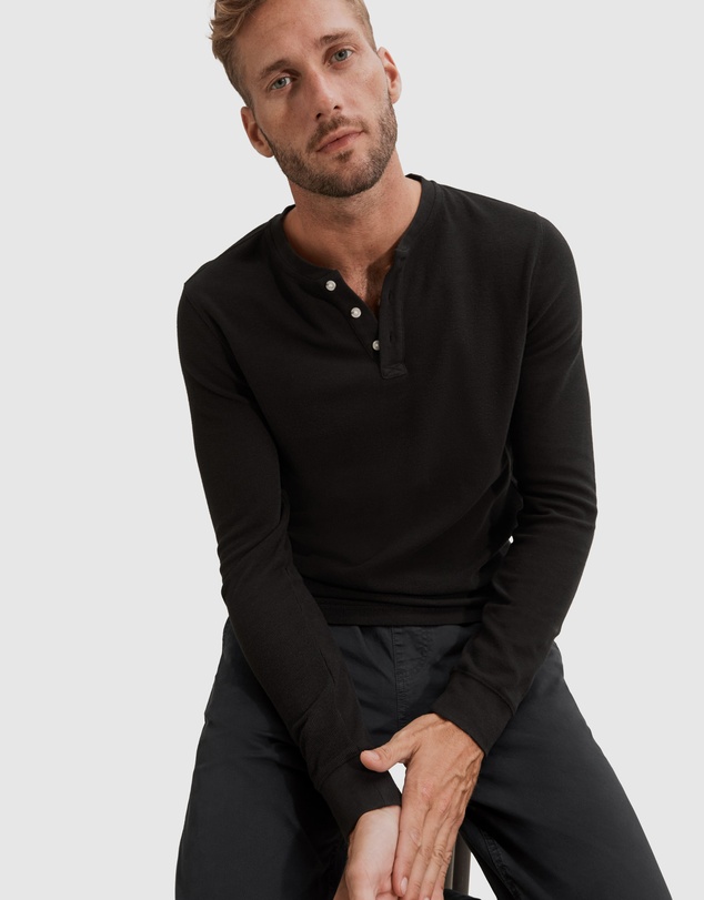 Country Road Long Sleeve Waffle Henley