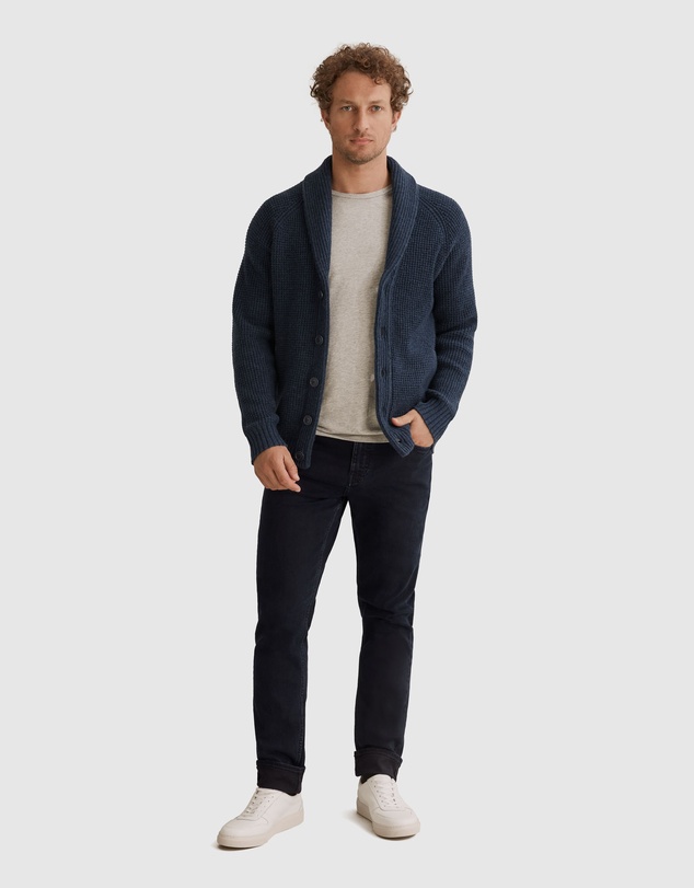 Country Road Australian Lambswool Waffle Shawl Cardigan