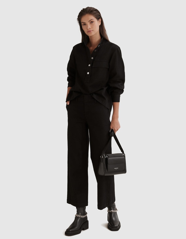 Country Road Australian Cotton High Collar Denim Shirt