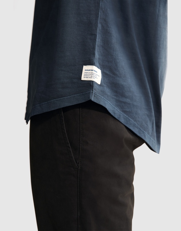 Country Road Short Sleeve Longline Garment Dyed T-Shirt