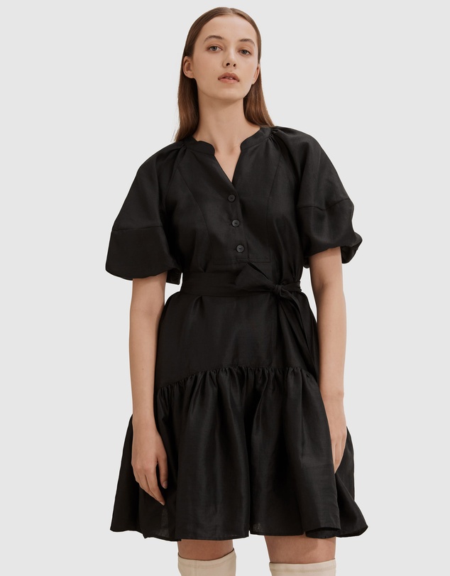 Country Road Puff Sleeve Mini Dress