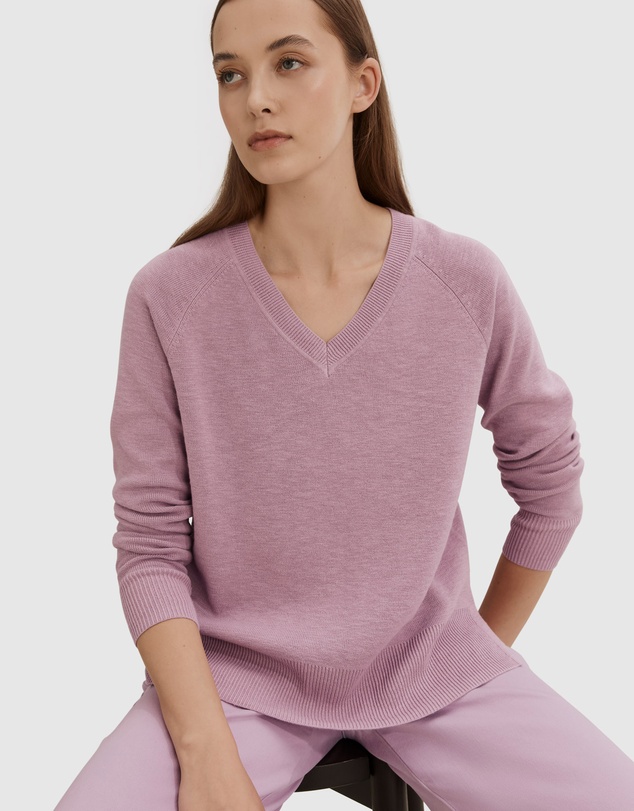 Country Road Cotton Linen V-neck Knit