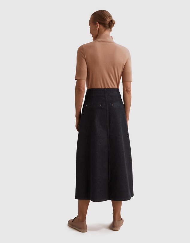 Country Road Australian Cotton A-line Denim Midi Skirt