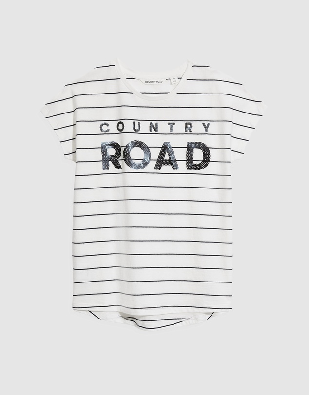 Country Road Teen Recycled Cotton Logo Sequin T-Shirt