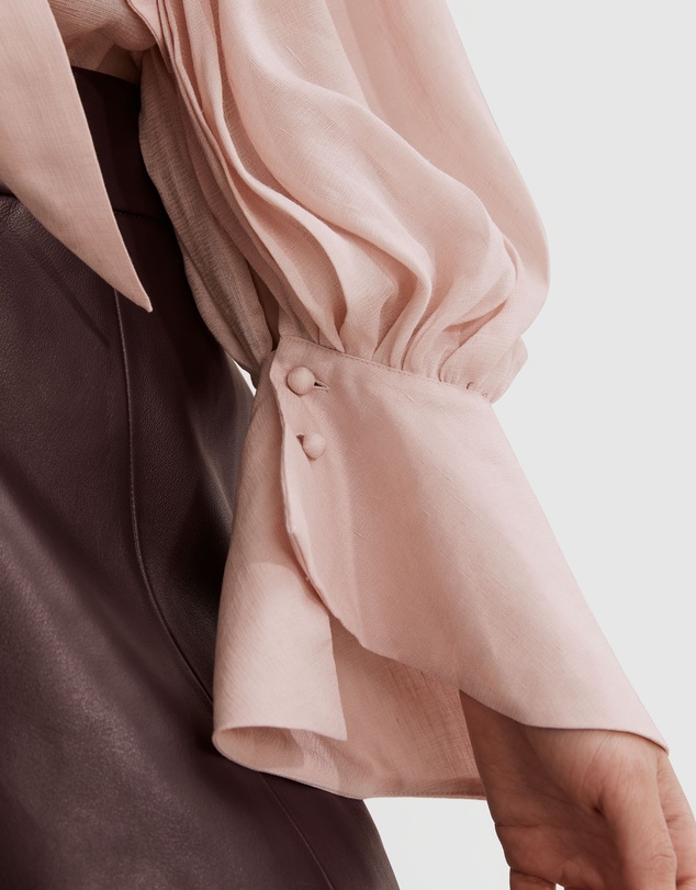 Country Road Tie Front Gathered Blouse