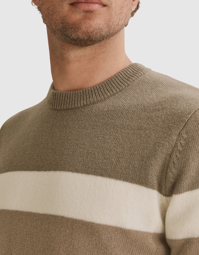 Country Road Panel Stripe Crew Wool Knit