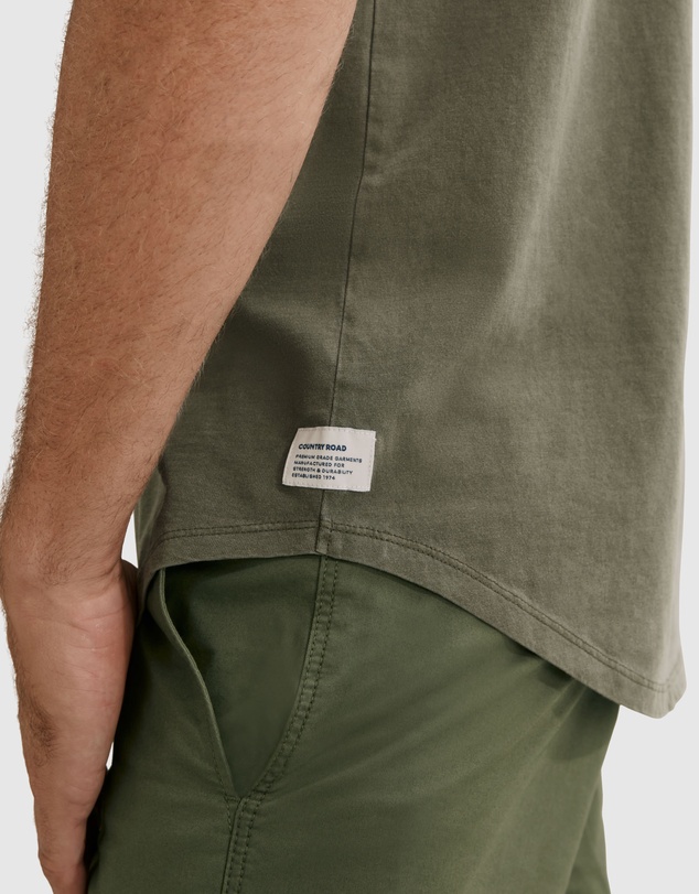 Country Road Short Sleeve Longline Garment Dyed T-Shirt