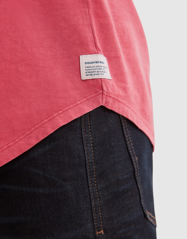 Country Road Short Sleeve Longline Garment Dyed T-Shirt