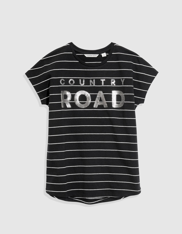 Country Road Teen Recycled Cotton Logo Sequin T-Shirt