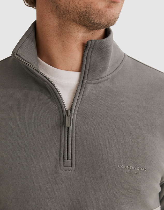 Country Road Australian Cotton Logo Panel Half Zip Sweat