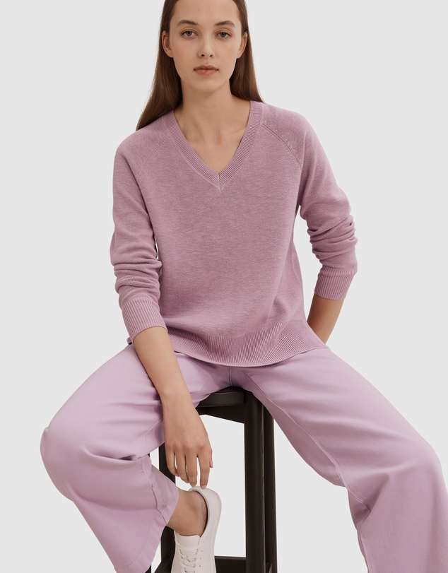 Country Road Cotton Linen V-neck Knit