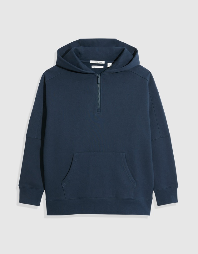 Country Road Teen Verified Australian Cotton Half Zip Logo Hooded Sweat