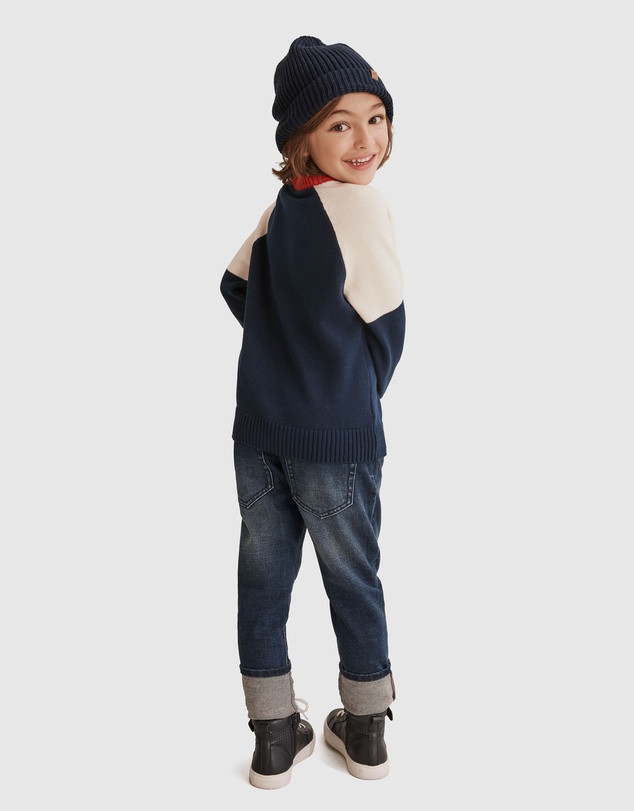 Country Road Half Zip Spliced Knit