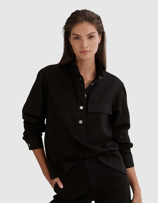 Country Road Australian Cotton High Collar Denim Shirt