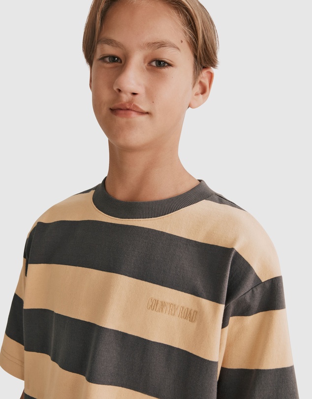 Country Road Teen Recycled Cotton Block Stripe Short Sleeve T-Shirt