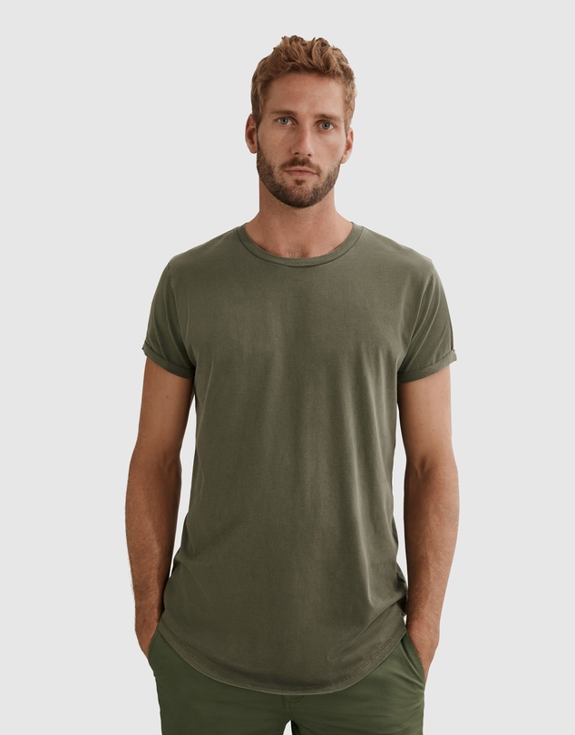 Country Road Short Sleeve Longline Garment Dyed T-Shirt