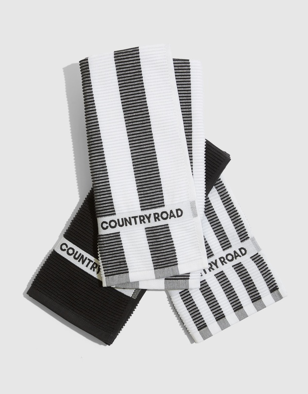 Country Road Australian Cotton Cr Stripe Tea Towel Pack Of 3