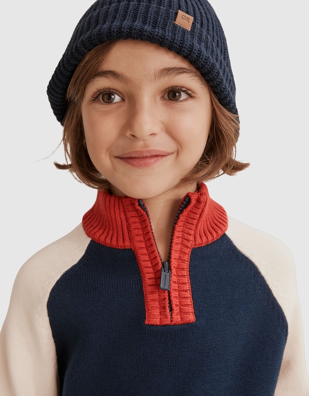 Country Road Half Zip Spliced Knit