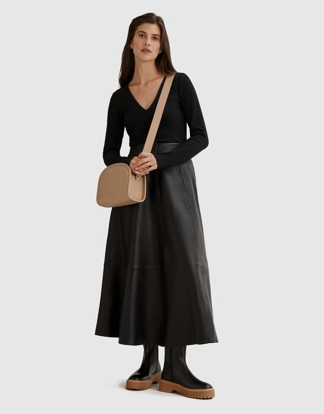 Country Road Deep V-neck Rib Long Sleeve Top