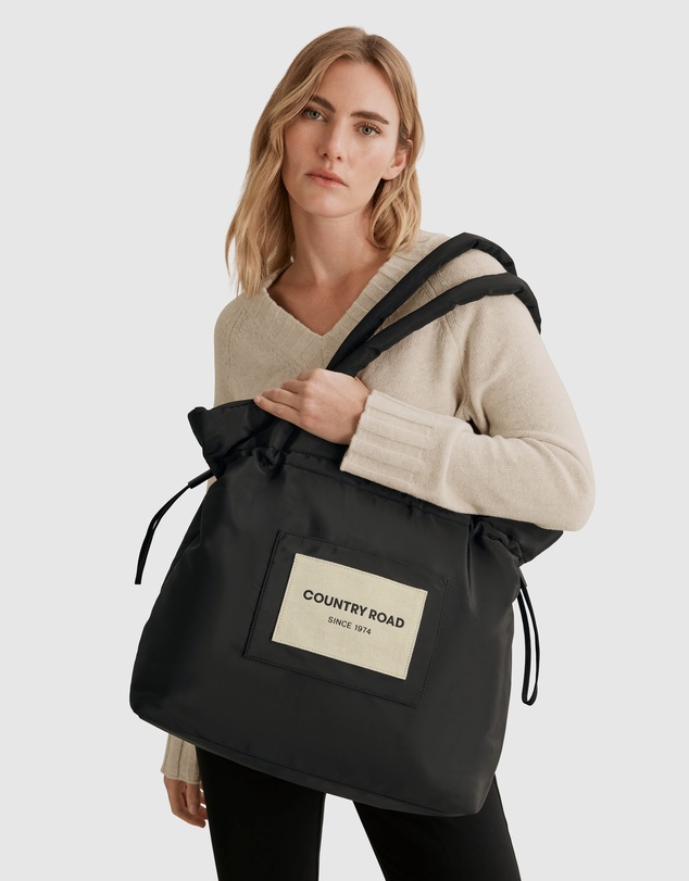 Country Road Recycled Polyester Puffer Patch Drawstring Shopper