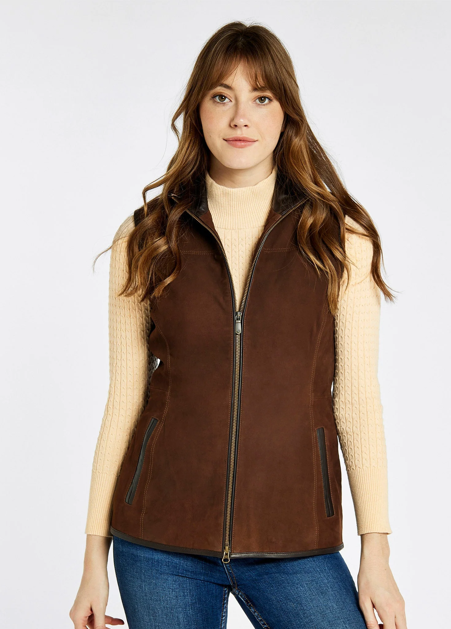 Kingston Ladies' Leather Vest - Walnut