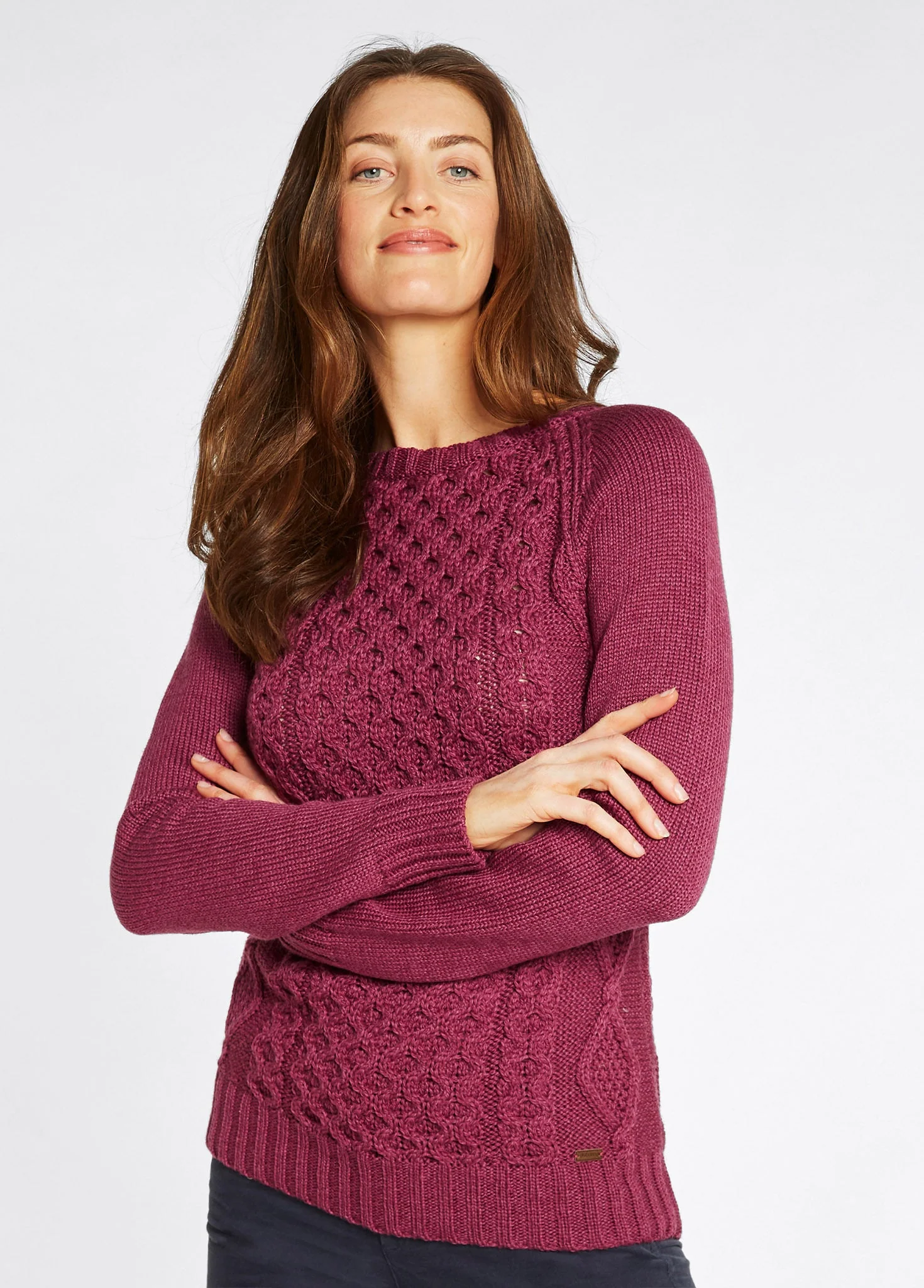 Shanley Women's Irish Knit Merino Aran Sweater - Clover