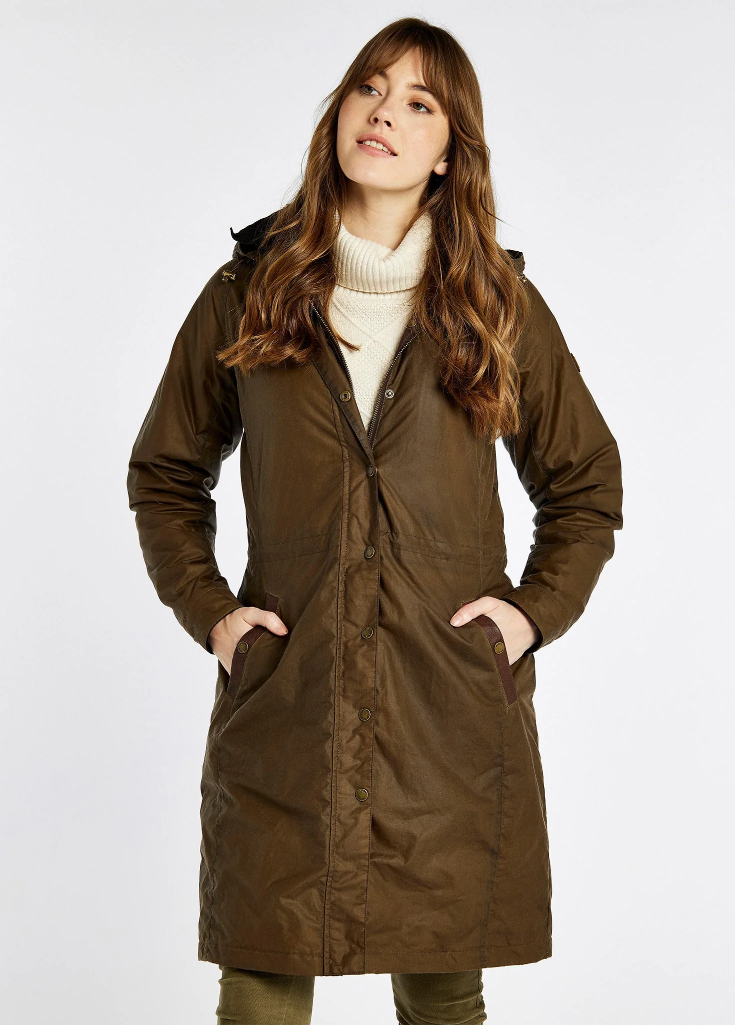 Redington Ladies' Long Waxed Cotton Coat - Ginger