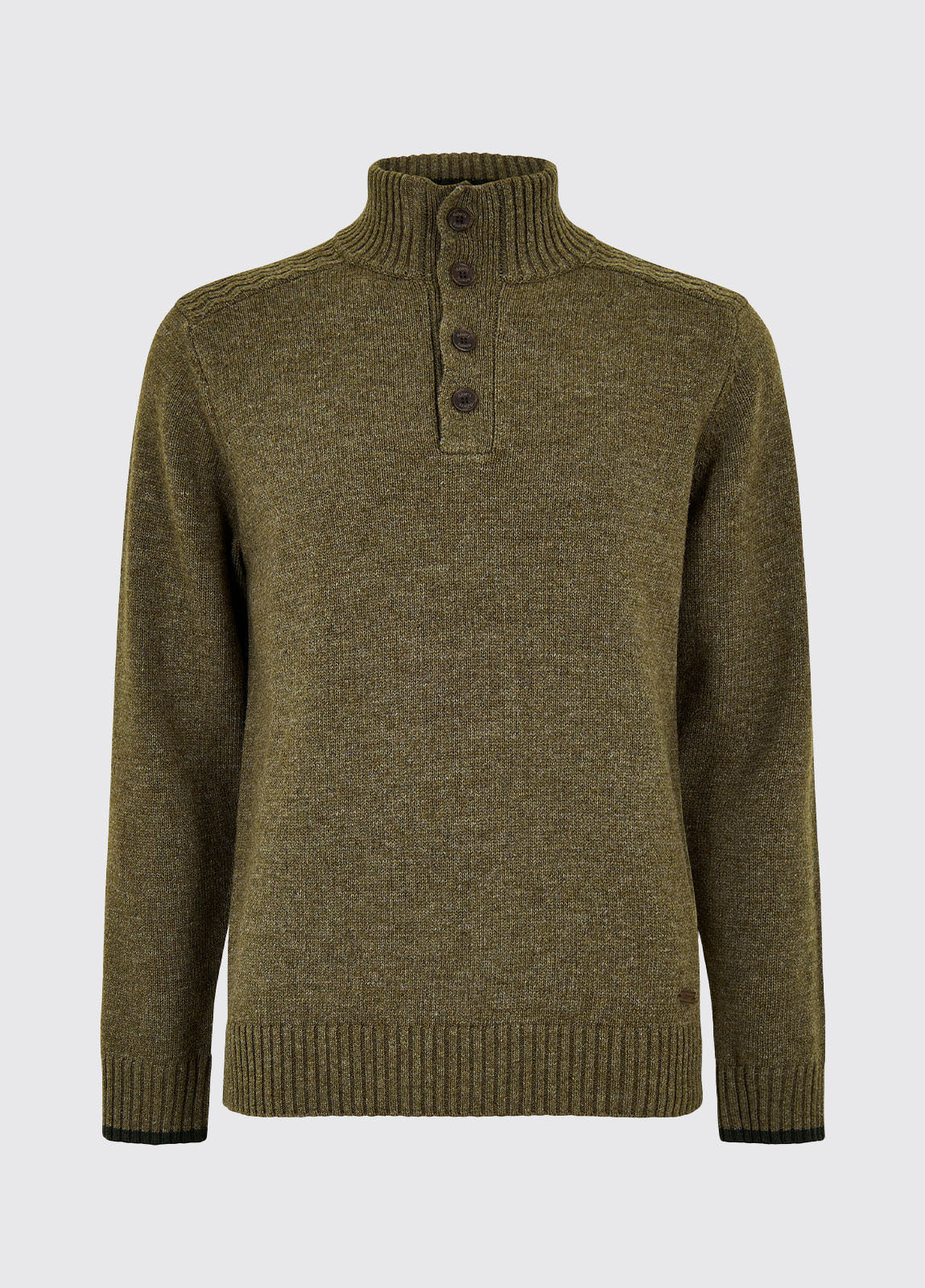Parkplace Men's Button Neck Knitted Sweater - Dusky Green - Sample