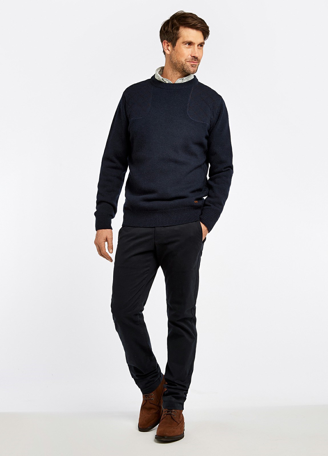 Dubarry Nolan Crew Neck Knitted Sweater Men's Knitwear Navy