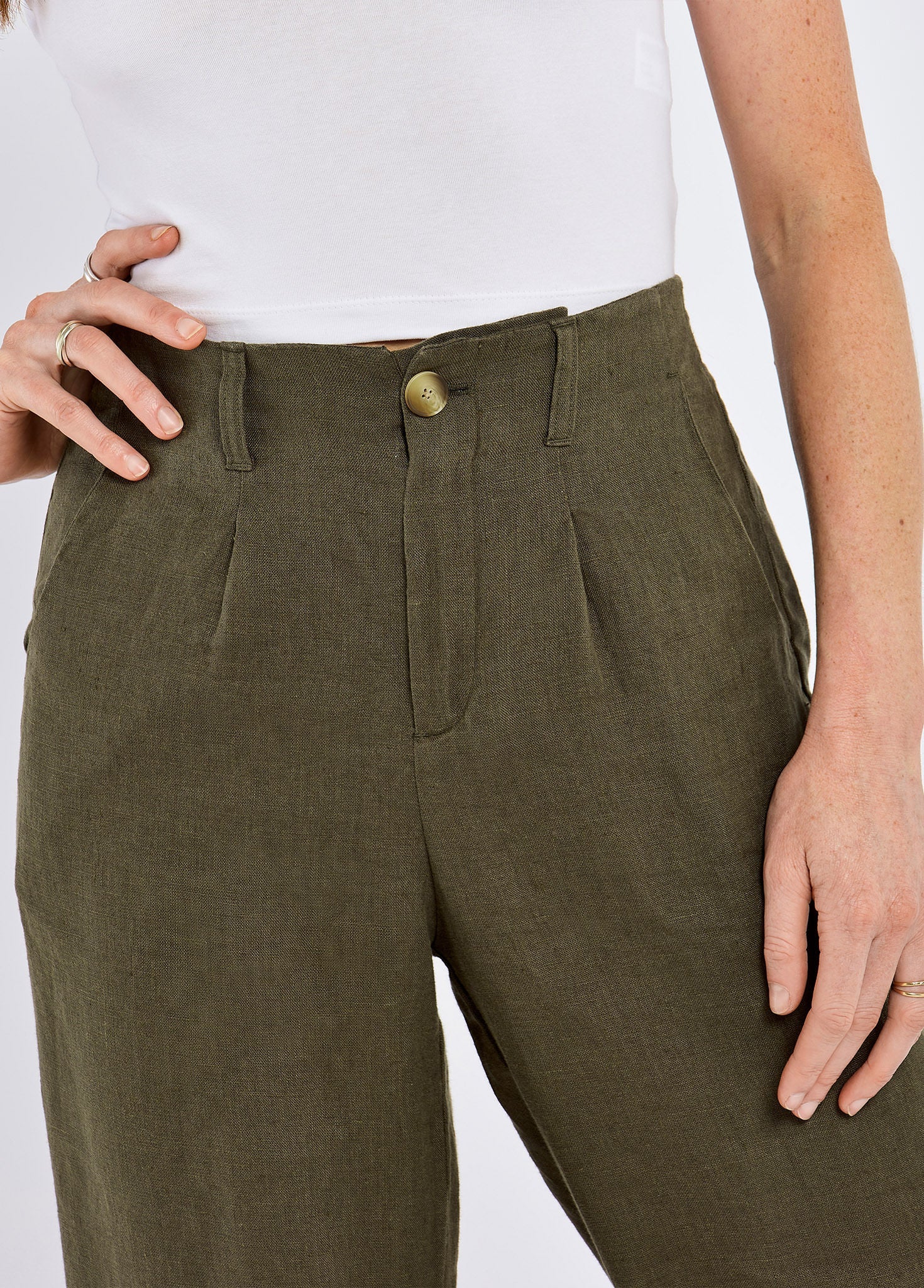 Kelby Ladies' linen trousers - Khaki