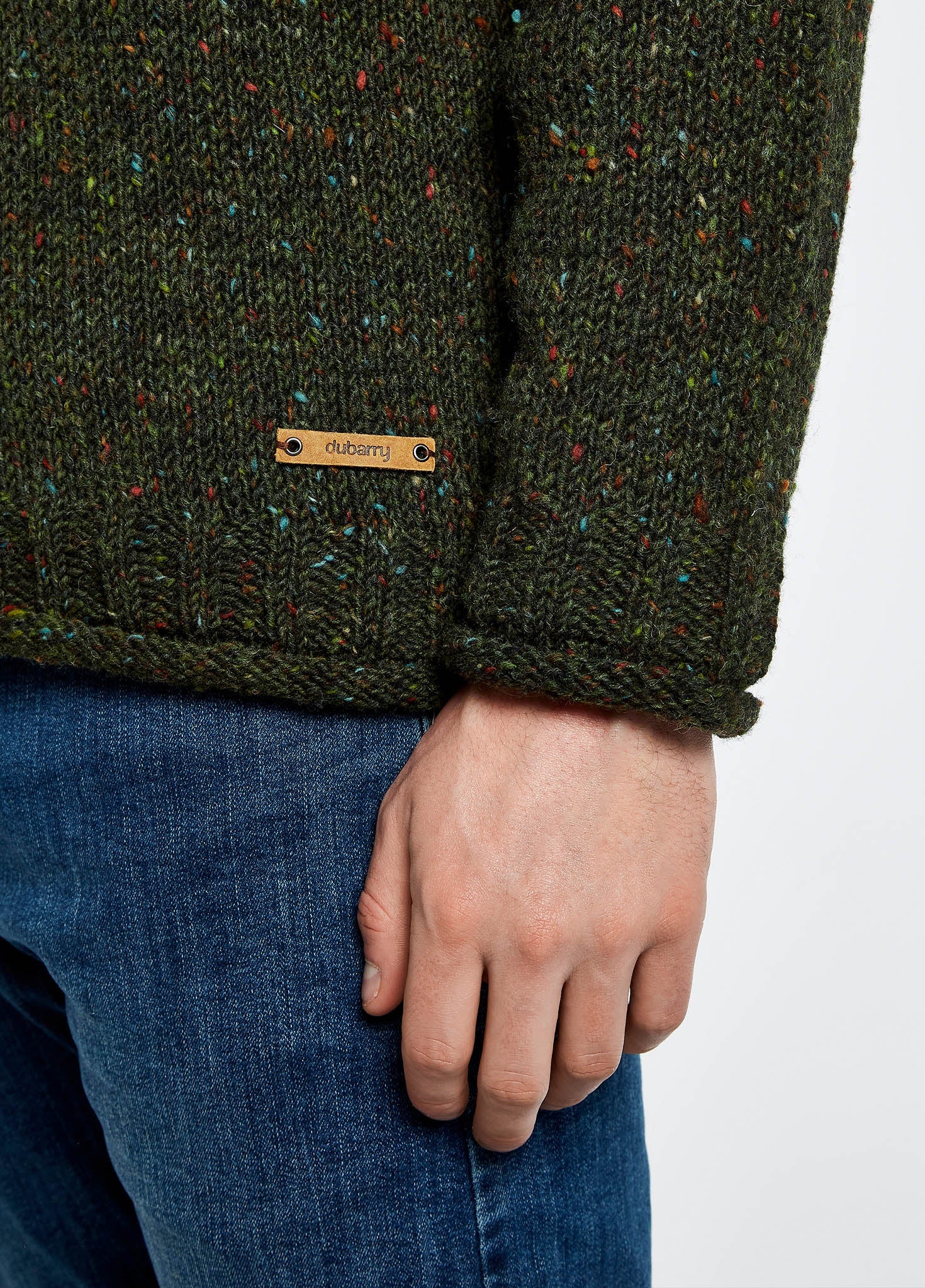 Taylor Men's Irish Knit Donegal Sweater - Olive