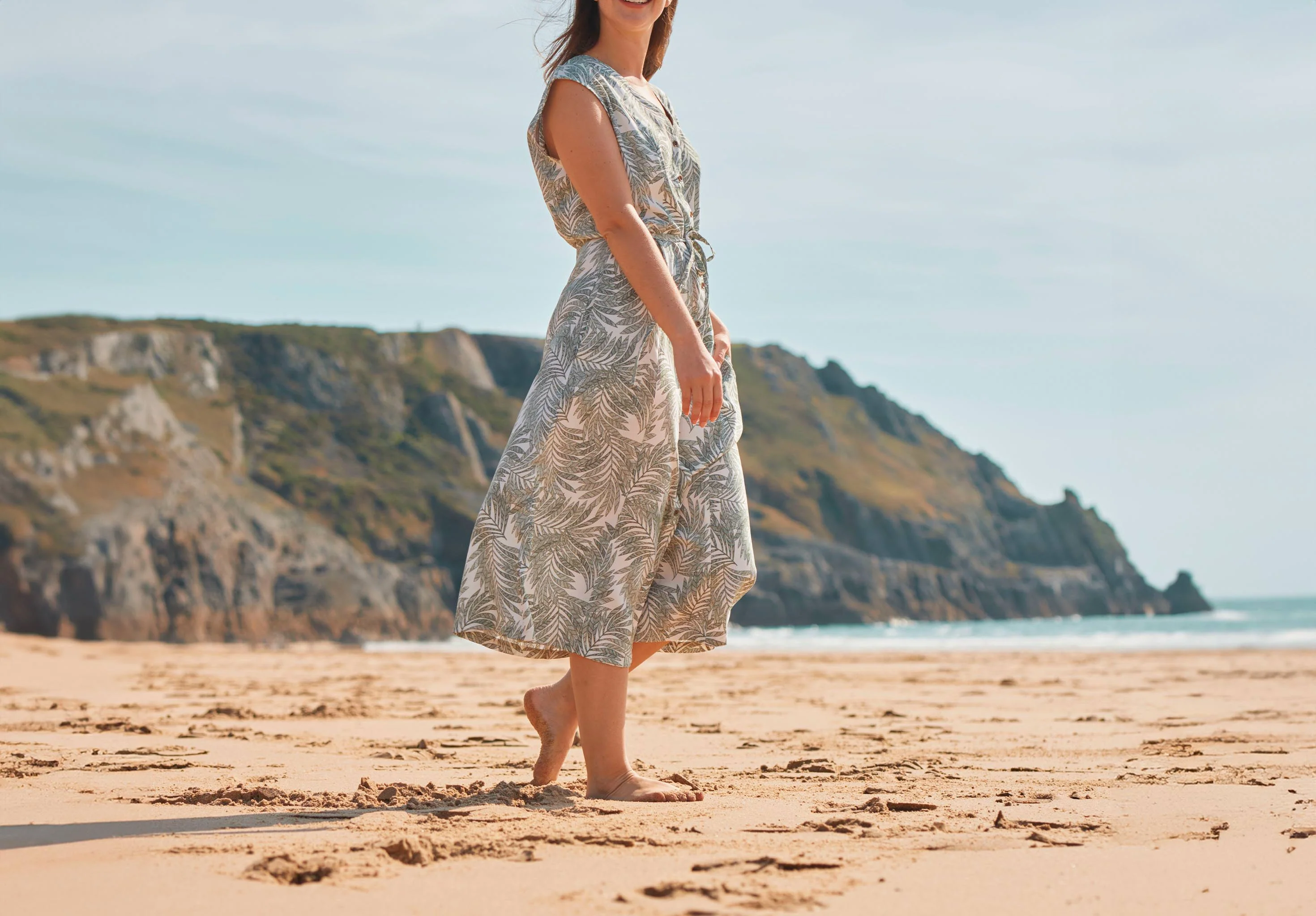 Wildfire Sleeveless Printed Dress - Pesto