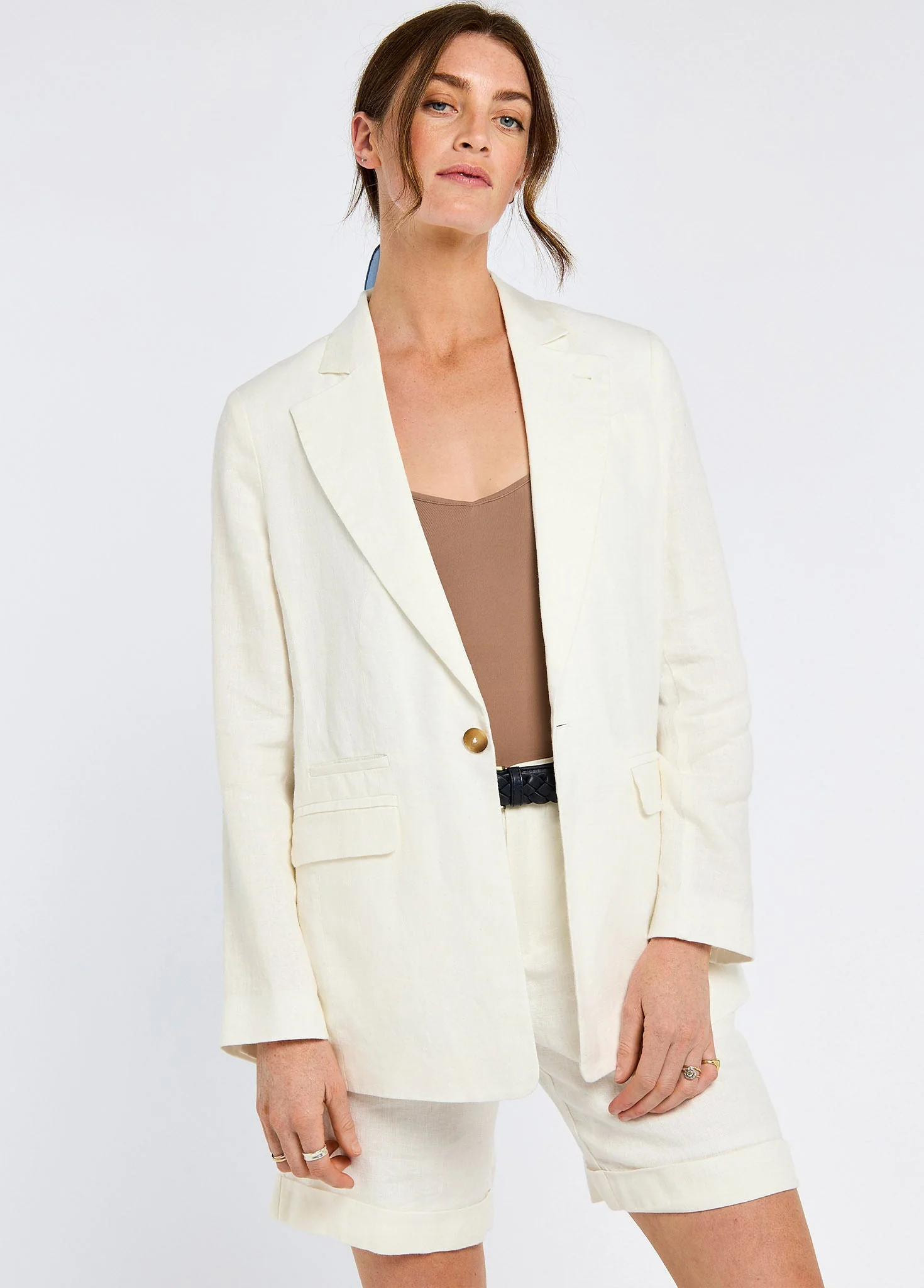 Avonlea Ladies' tailored linen jacket - White