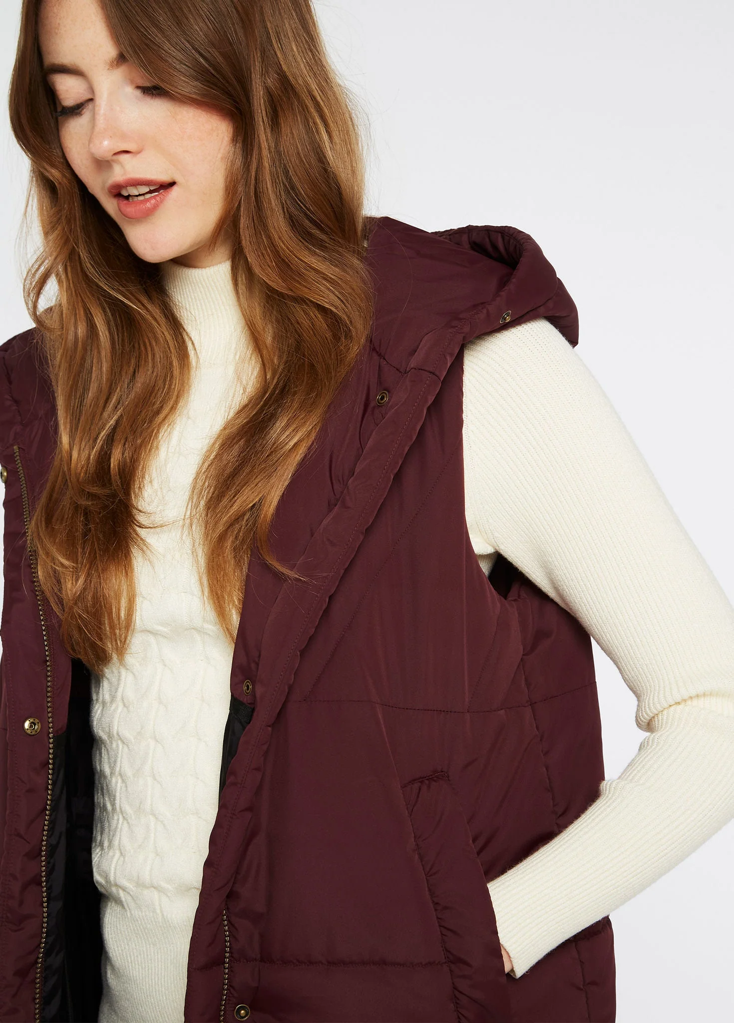 Ryan Women's Hooded Vest - Ox Blood