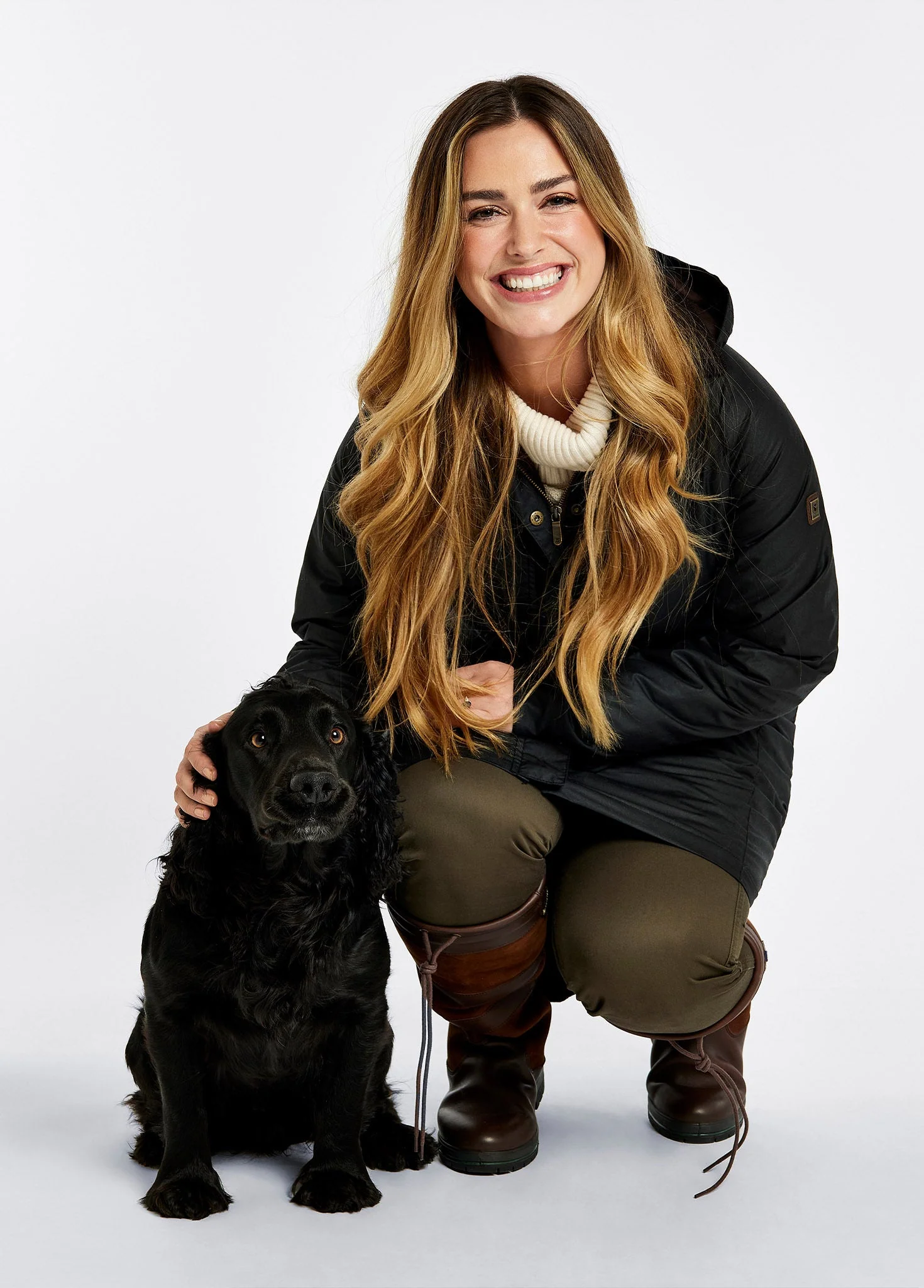 Redington Ladies' Long Waxed Cotton Coat - Black