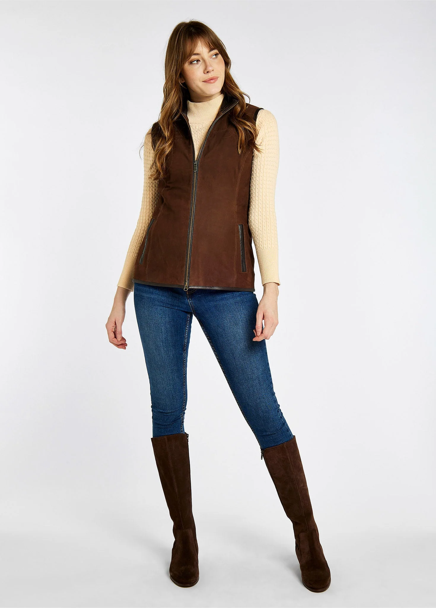 Kingston Ladies' Leather Vest - Walnut