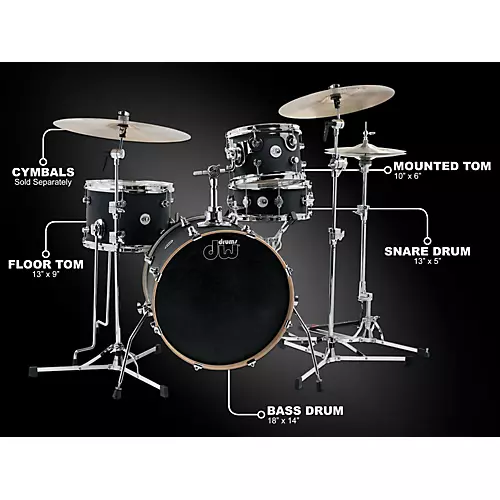 DW Design Series Mini-Pro 4-Piece Shell Pack Satin Black