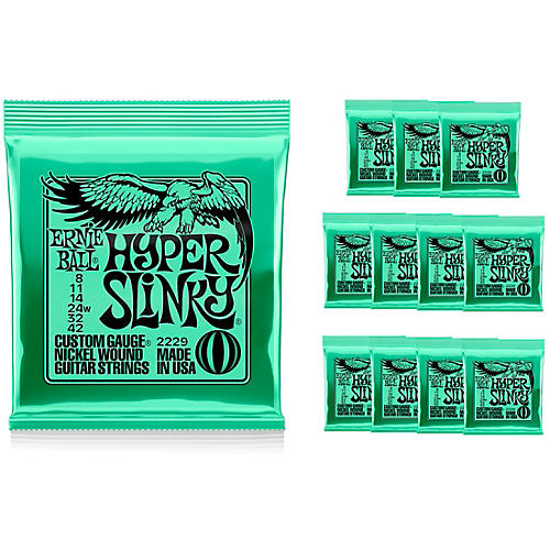 Ernie Ball Hyper Slinky Electric Guitar Strings 12 Pack