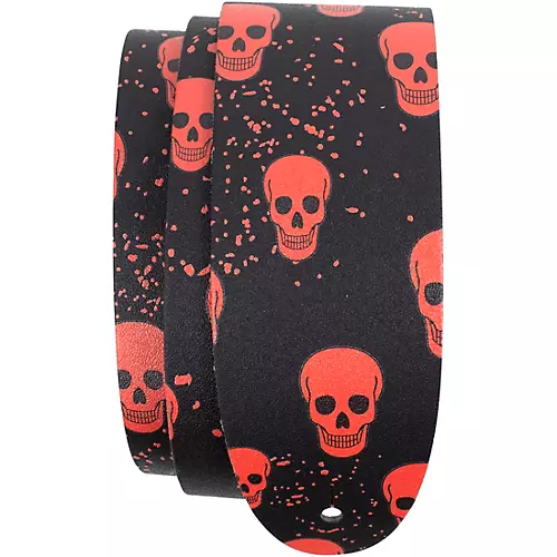 Perri's Direct to Leather Red Skulls Guitar Strap 2.5 in.