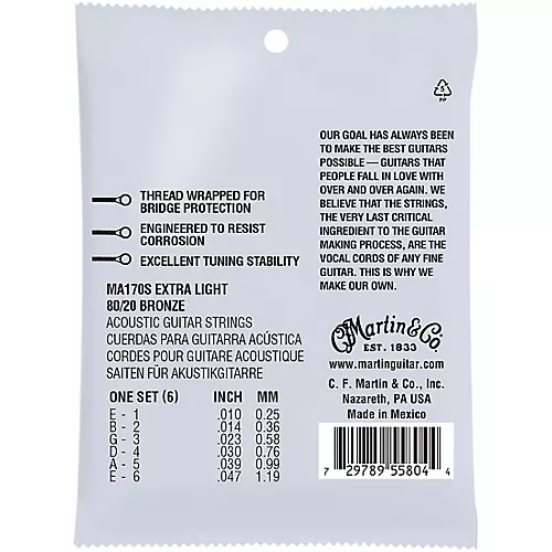 Martin MA170S Marquis 80/20 Bronze Extra-Light Authentic Acoustic Silked Guitar Strings